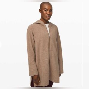 Lululemon along the way full zip hoodie sweatshirt Heathered soft sand M